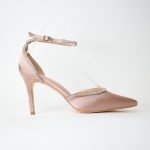 Πεδιλα Satin με Strass Kλειστη Φτερνα και Μυτη A3022 Nude