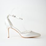 Πεδιλα Satin με Strass Kλειστη Φτερνα και Μυτη A3022 Λευκο/White