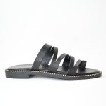 Χειροποιητες Δερματινες  Παντοφλες με Πλεγμα V16 Μαυρο/Black