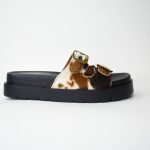 Χειροποιητες Δερματινες Flatform Παντοφλες 1110 Cow Print