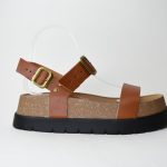 Χειροποιητα Δερματινα Πεδιλα με Μπαρετα Αστραγαλου και Aφρωδη Σολα Fusberg 98605 Tαμπα/Taba