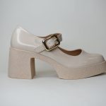 Γοβα με Barreta Φαρδυ Τακουνι 9,5cm και Φιαπα Q8705 Μπεζ/Beige