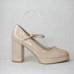 Γοβα με Φαρδυ Τακουνι και Φιαπα LL-1390 Μπεζ/Beige