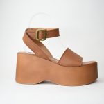 Χειροποιητες Δερματινες Πλατφορμες  με Διπλο Λουρακι Αστραγαλου Σχεδιο 95602 Ταμπα/Taba