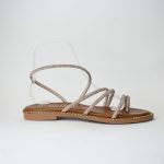 Χειροποιητα Δερματινα Πεδιλα με Ανατομικο Πελμα και Λουρακια me Strass στο Κουτεπιε  Σχεδιο 08 Χαλκος/Rose Gold