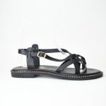 Χειροποιητα Δερματινα Πεδιλα με Ανατομικο Πελμα και Διαγωνια Λουρακια στο Κουτεπιε  Σχεδιο 05 Μαυρο/Black