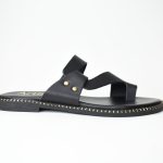 Χειροποιητες Δερματινες Παντοφλες  με Ανατομικο Πελμα Διαγωνιο στο Κουτεπιε και Δεσιμο Trucks Σχεδιο 10 Mαυρο/Black