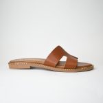 Χειροποιητες Δερματινες Παντοφλες  με Ανατομικο Πελμα και H στο Κουτεπιε  Σχεδιο 03 Ταμπα