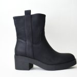 Μποτάκια Δερματίνης με Κρεπ Σόλα CH2301 Black/Μαύρο