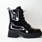 Αρβυλάκια Δερματίνης Λουστρίν με Διακοσμητικό Φερμουάρ OS553 Black/Μαύρο