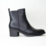 Μποτάκια Δερματίνης με Χαμηλό Τακούνι MP356 Black/Μαύρο