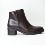 Μποτάκια Δερματίνης με Χαμηλό Τακούνι MS10 Brown/Σοκολά