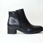 Μποτάκια Δερματίνης με Χαμηλό Τακούνι MS10 Black/Μαύρο