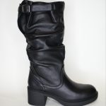 Μπότες με Χοντρό Τακούνι και Σούρες MP748 Black/Μαύρο