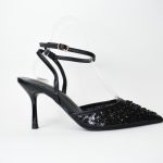 Γόβα/Πέδιλο με Μπαρέτα και Παγιέτες H1832 Black/Μαύρο