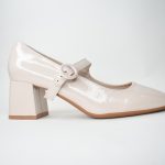 Γόβα Λουστρίν με Χοντρό Τακούνι και Μπαρέτα 7326 Beige/Μπεζ