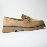 Μοκασίνια Castor με Κρεπ Σόλα και Τόκα D146 Beige/Μπεζ