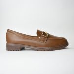 Μοκασίνια Δερματίνης με Χρυσή Τόκα LL1617 Khaki/Κάμελ