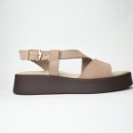 Χειροποιητα Δερματινα Πεδιλα Flatform Artistic 2026-17 Nude/Μπεζ